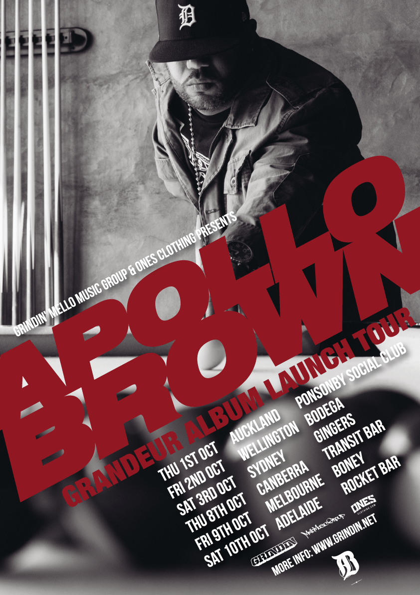 APOLLO BROWN “GRANDEUR” AUSTRALIA / NEW ZEALAND ALBUM LAUNCH TOUR