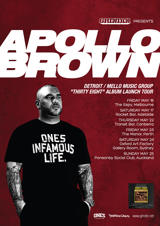 APOLLO BROWN “THIRTY EIGHT” AUSTRALIA / NEW ZEALAND ALBUM LAUNCH TOUR