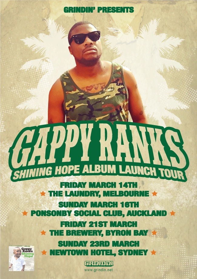 GAPPY RANKS  “SHINING HOPE” AUSTRALIA ALBUM LAUNCH TOUR