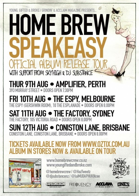 HOME BREW “SPEAKEASY” AUSTRALIA ALBUM LAUNCH TOUR
